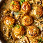 Turkey Meatballs in Creamy Mushroom Sage Sauce - Olivia Adriance
