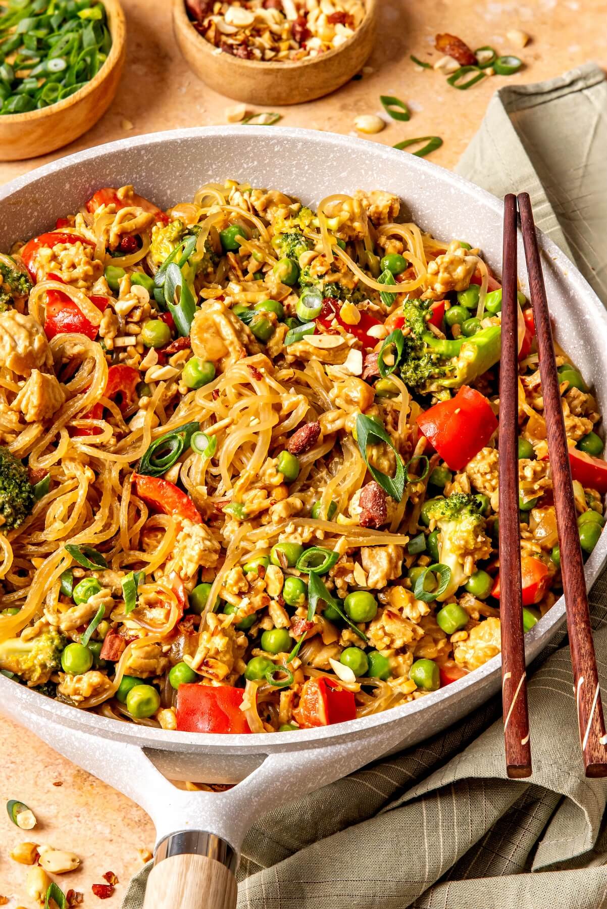 Miso Peanut Glass Noodle Stir Fry - Olivia Adriance