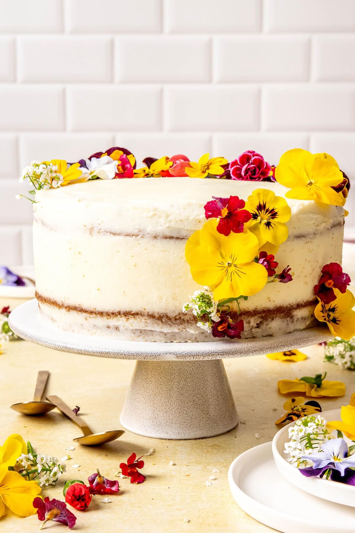 Gluten-Free Dairy-Free Vanilla Cake with Raspberries - Olivia Adriance