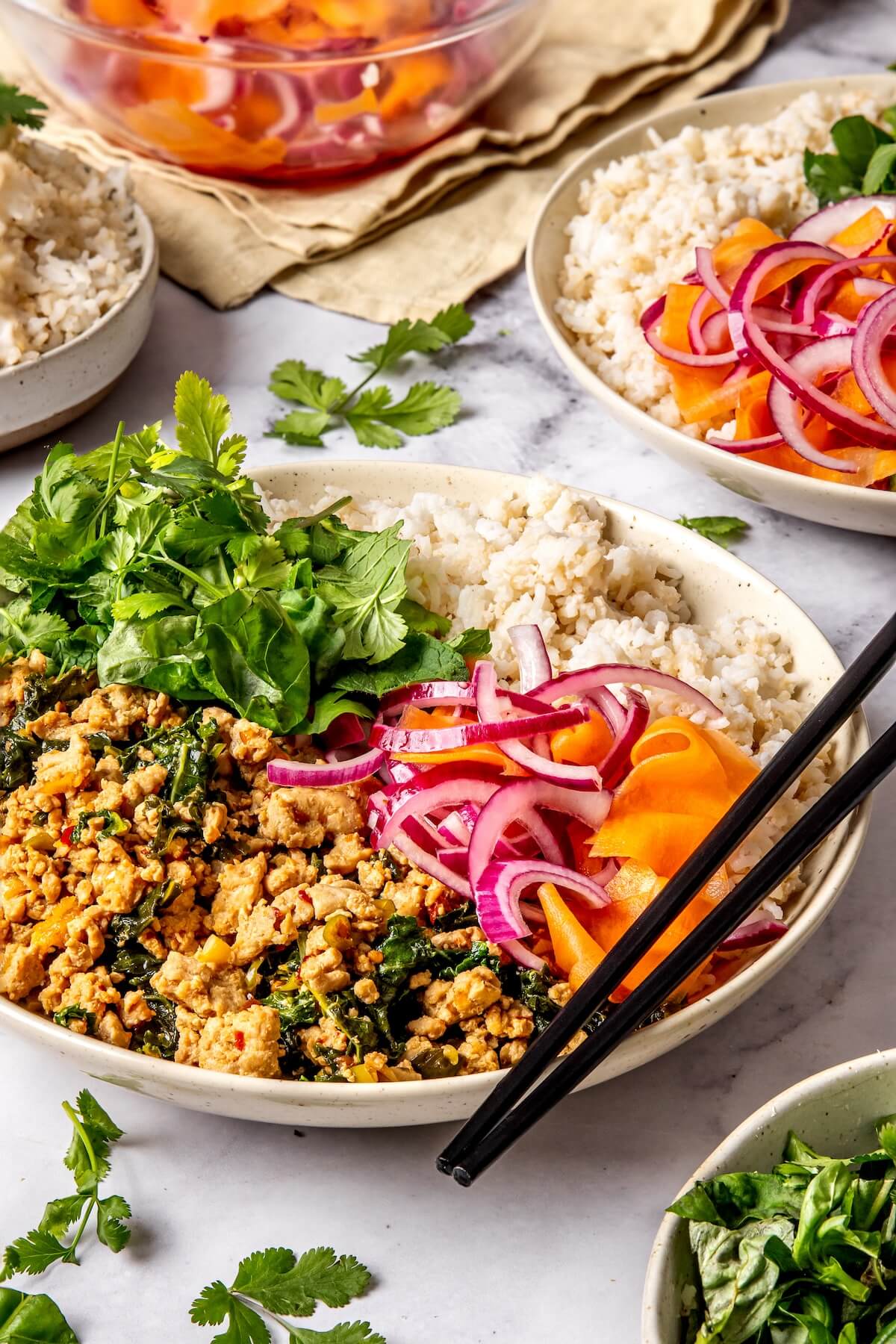 Chicken Larb Bowls - Olivia Adriance
