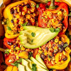 Southwest Stuffed Peppers with Black Beans and Corn - Olivia Adriance