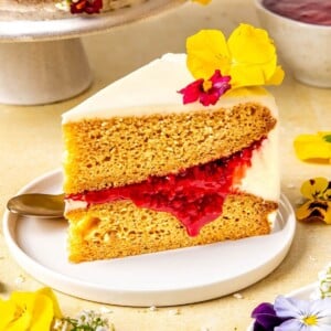 Gluten-Free Dairy-Free Vanilla Cake with Raspberries - Olivia Adriance