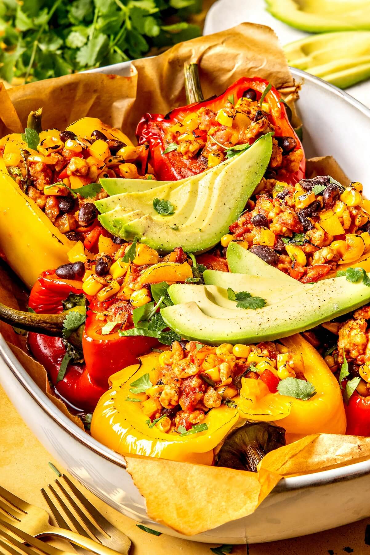 Southwest Stuffed Peppers with Black Beans and Corn - Olivia Adriance