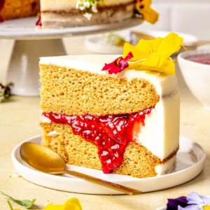 Gluten-Free Dairy-Free Vanilla Cake with Raspberries - Olivia Adriance