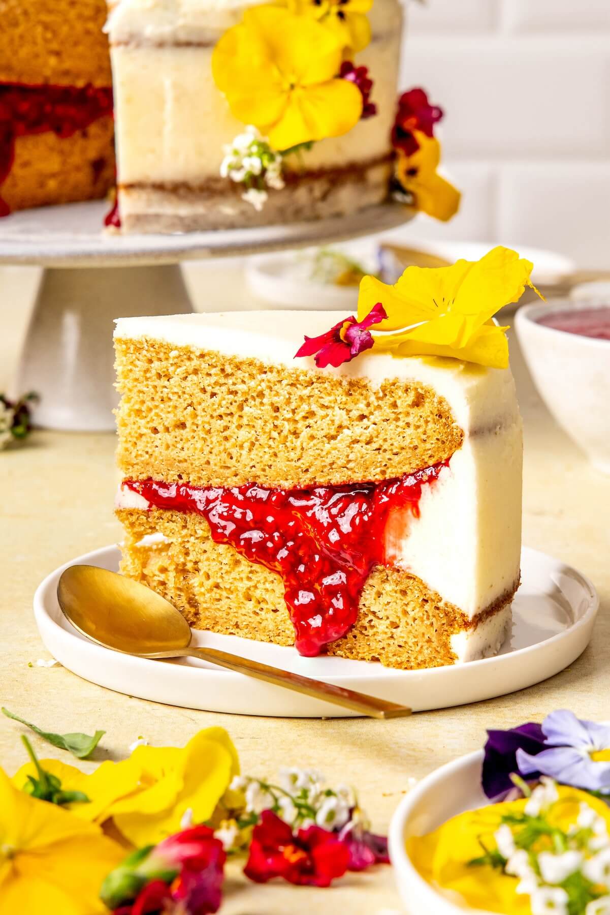Gluten-Free Dairy-Free Vanilla Cake with Raspberries - Olivia Adriance