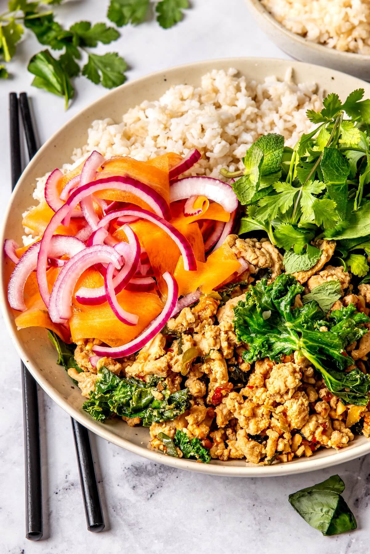 Chicken Larb Bowls - Olivia Adriance