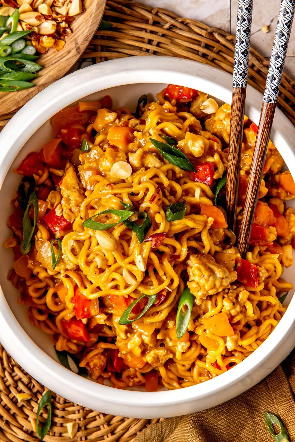 One Pot Peanut Chicken Ramen - Olivia Adriance