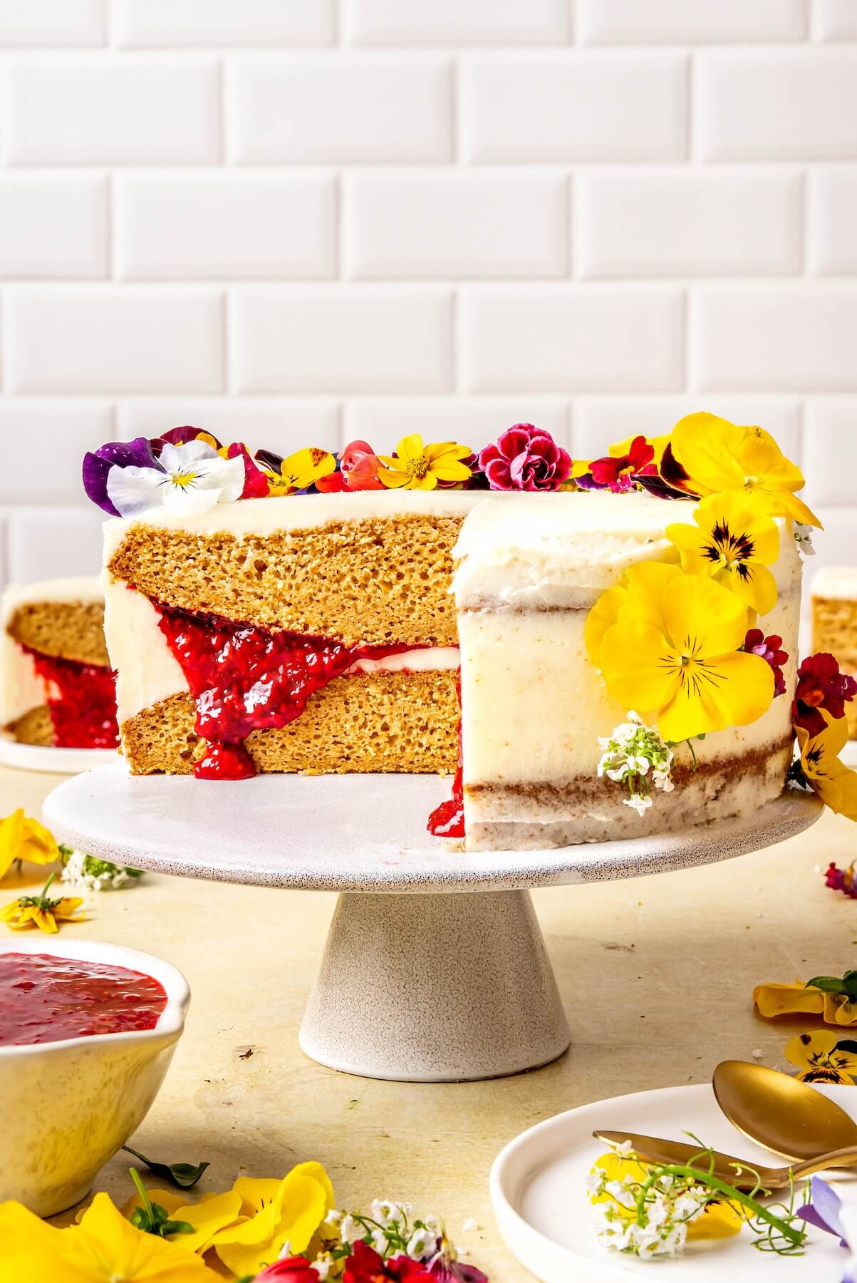 Gluten-Free Dairy-Free Vanilla Cake with Raspberries - Olivia Adriance