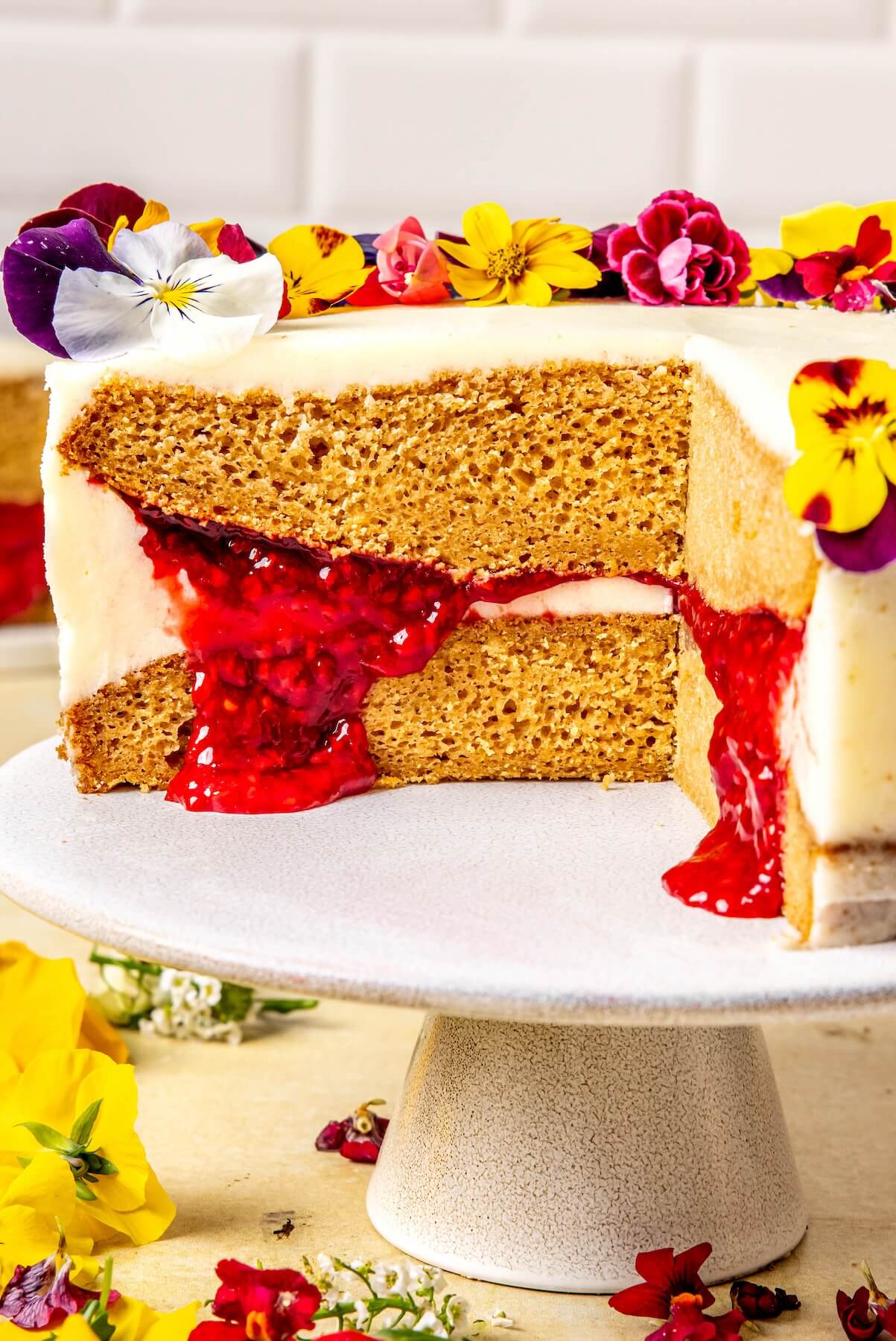 Gluten-Free Dairy-Free Vanilla Cake with Raspberries - Olivia Adriance