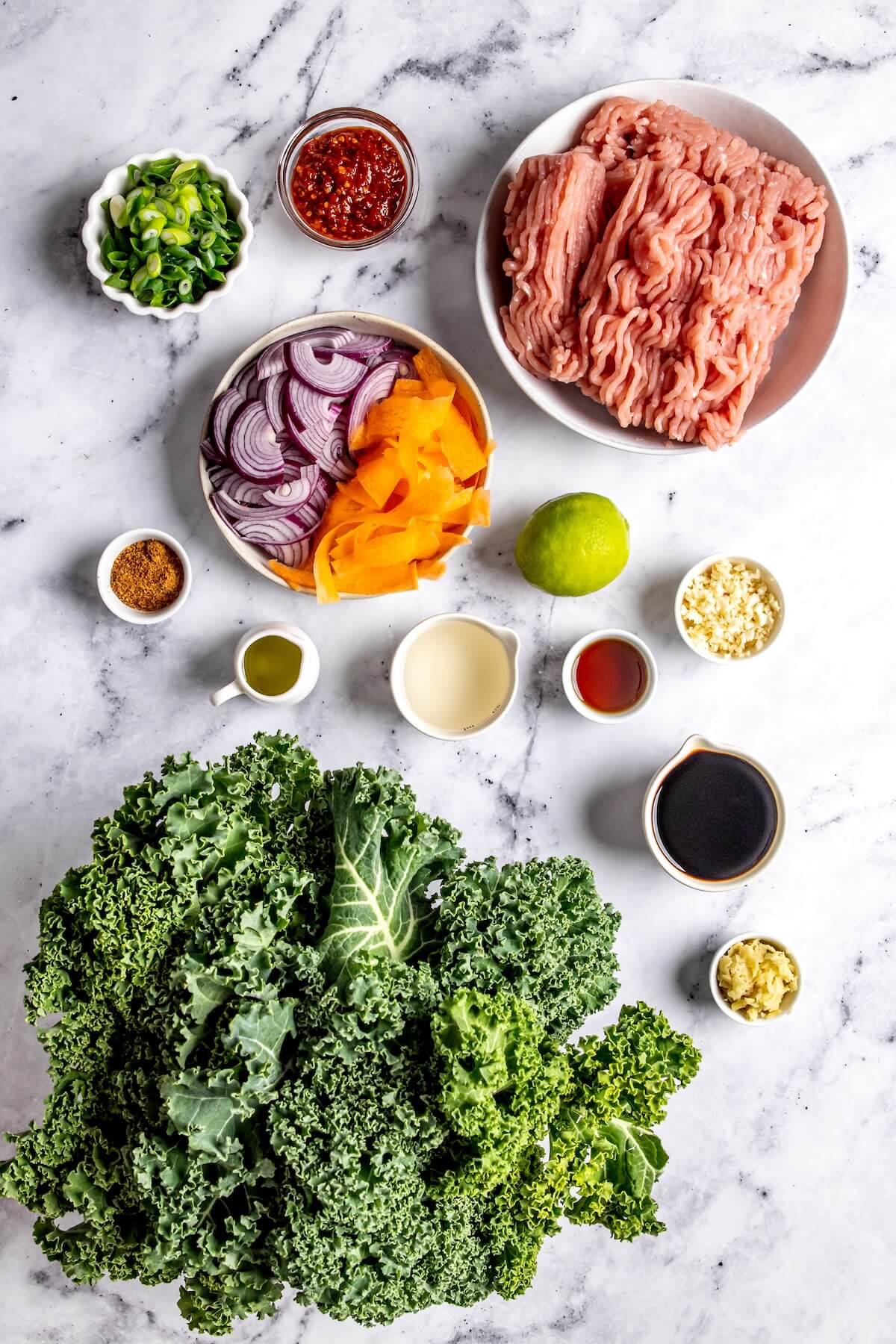 Ingredients for Chicken Larb Bowls - Olivia Adriance