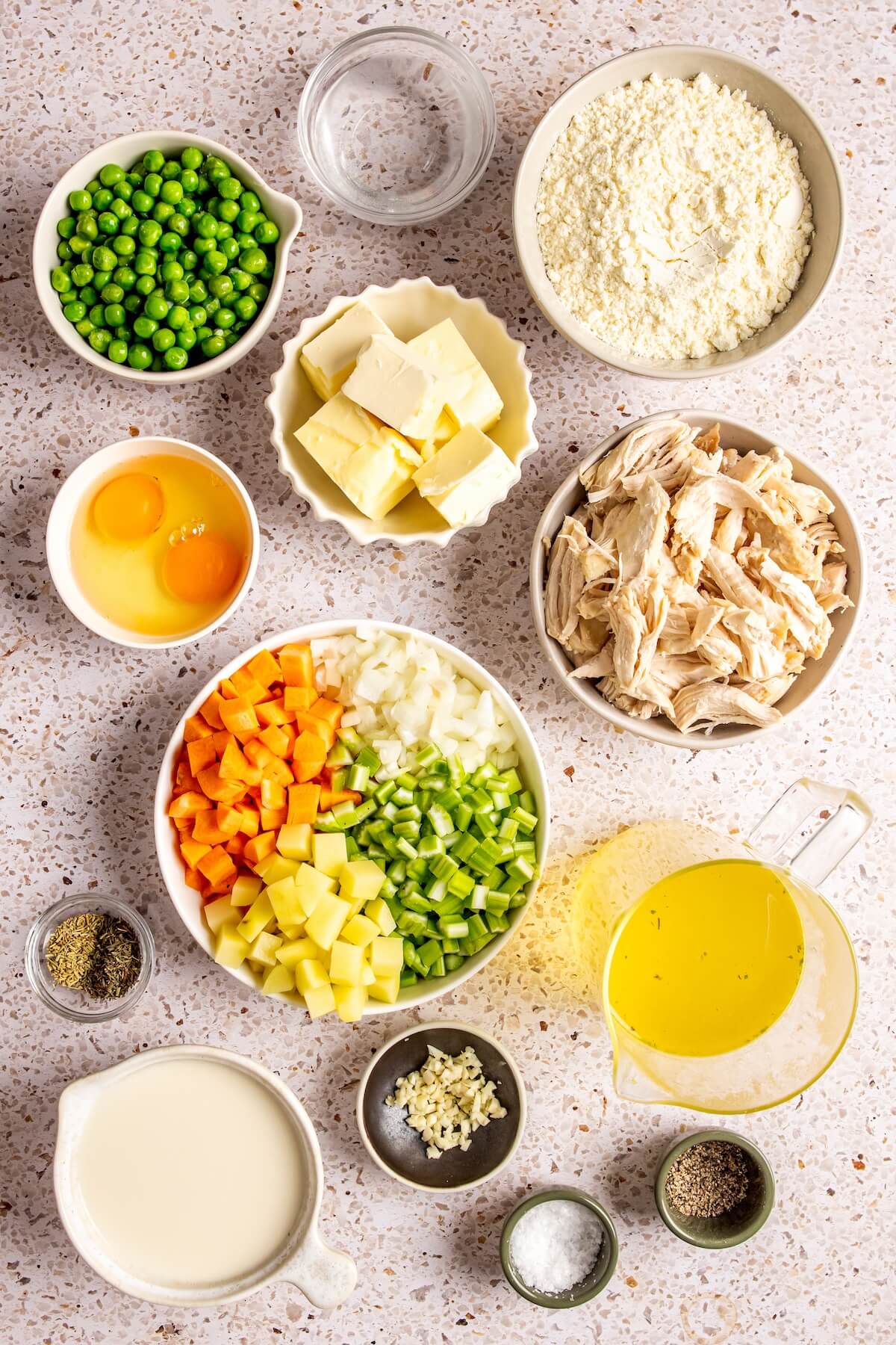 Ingredients for Gluten Free Chicken Pot Pie - Olivia Adriance