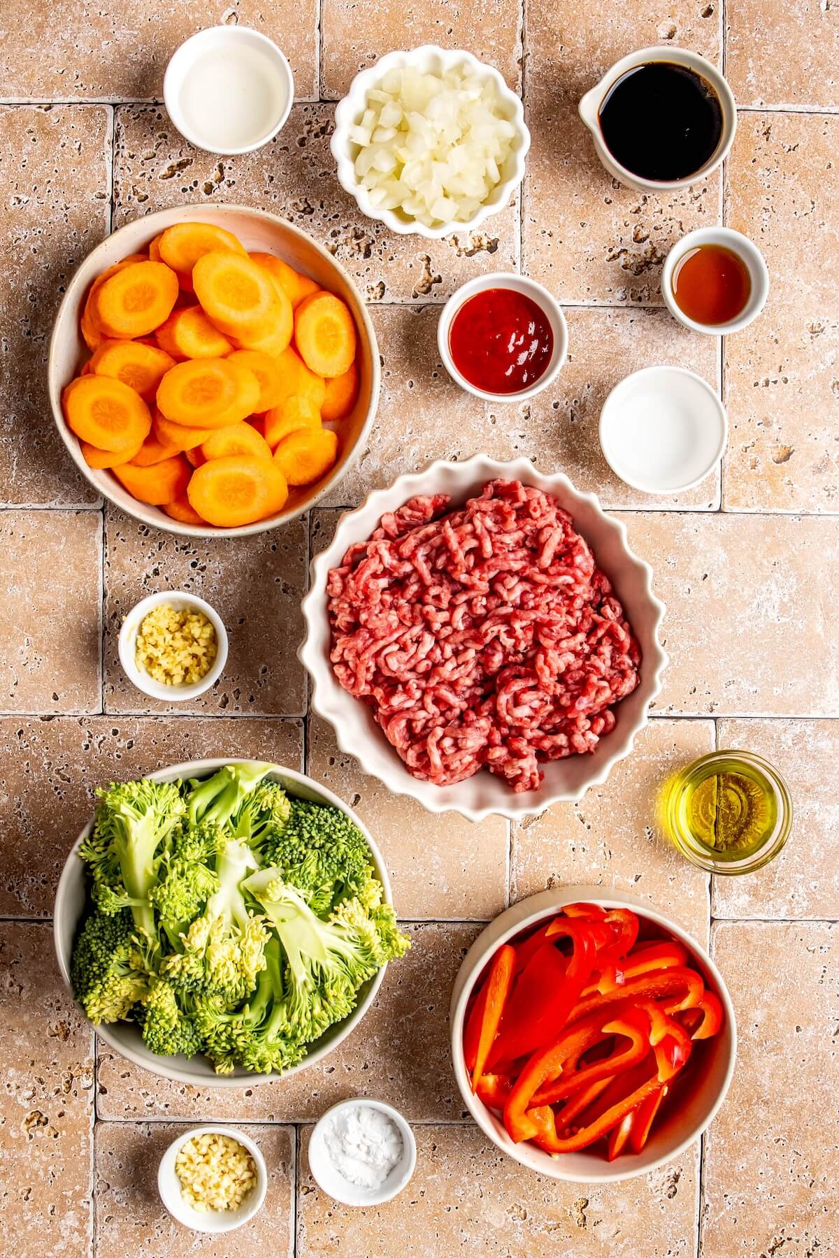 Ingredients for Ginger Beef and Veggie Stir Fry - Olivia Adriance