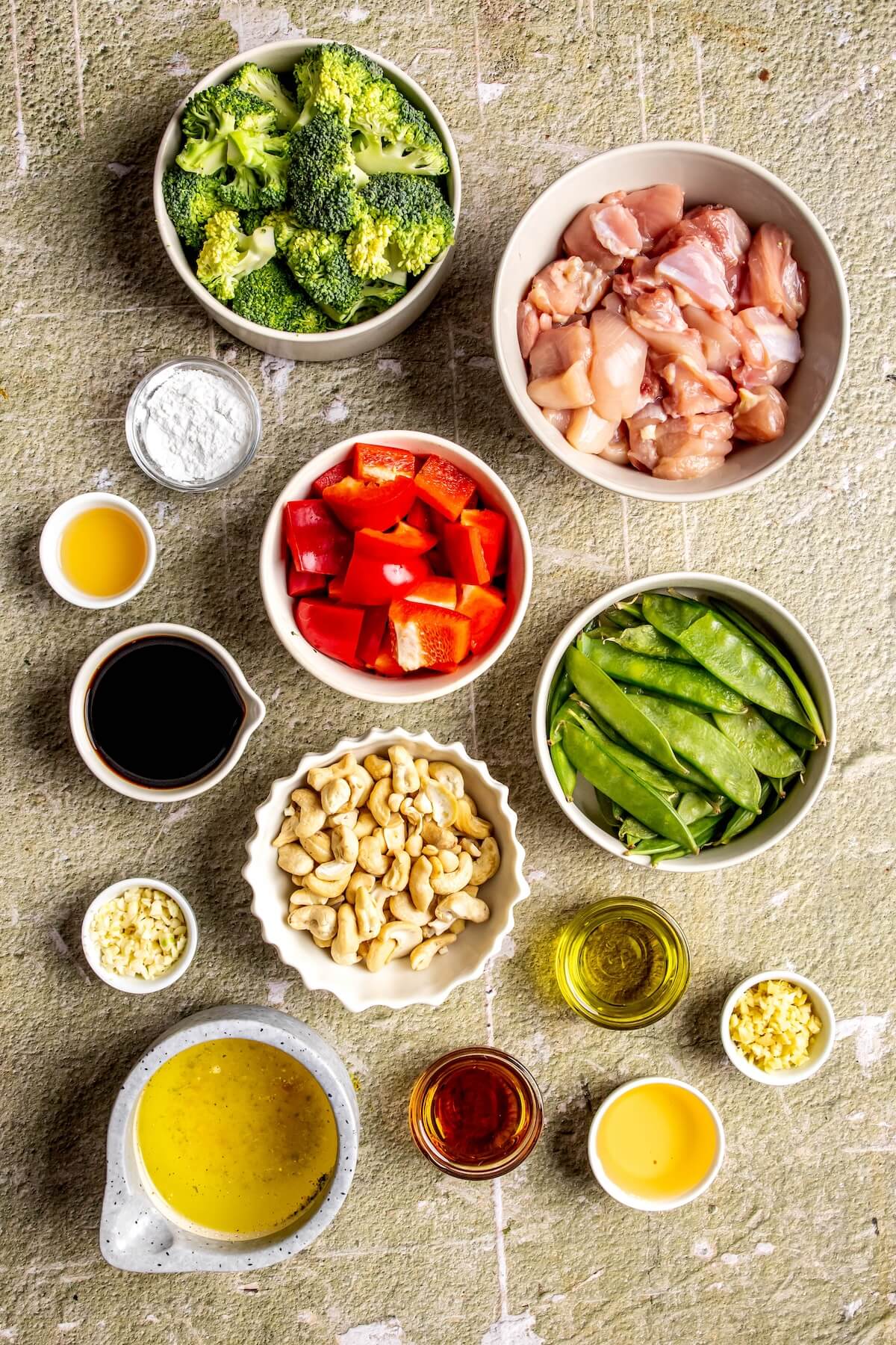 Ingredients for One Skillet Cashew Chicken - Olivia Adriance