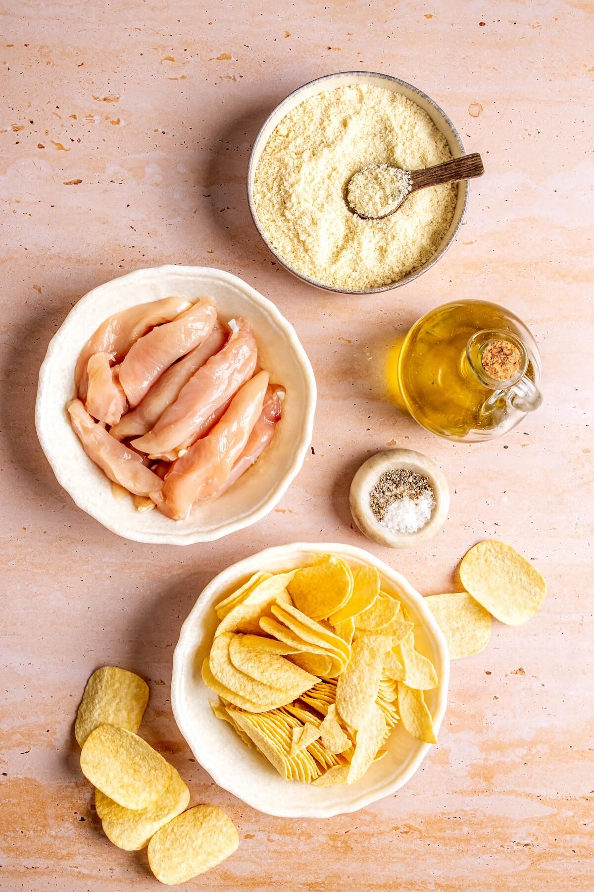Ingredients for Potato Chip Crusted Chicken Tenders - Olivia Adriance