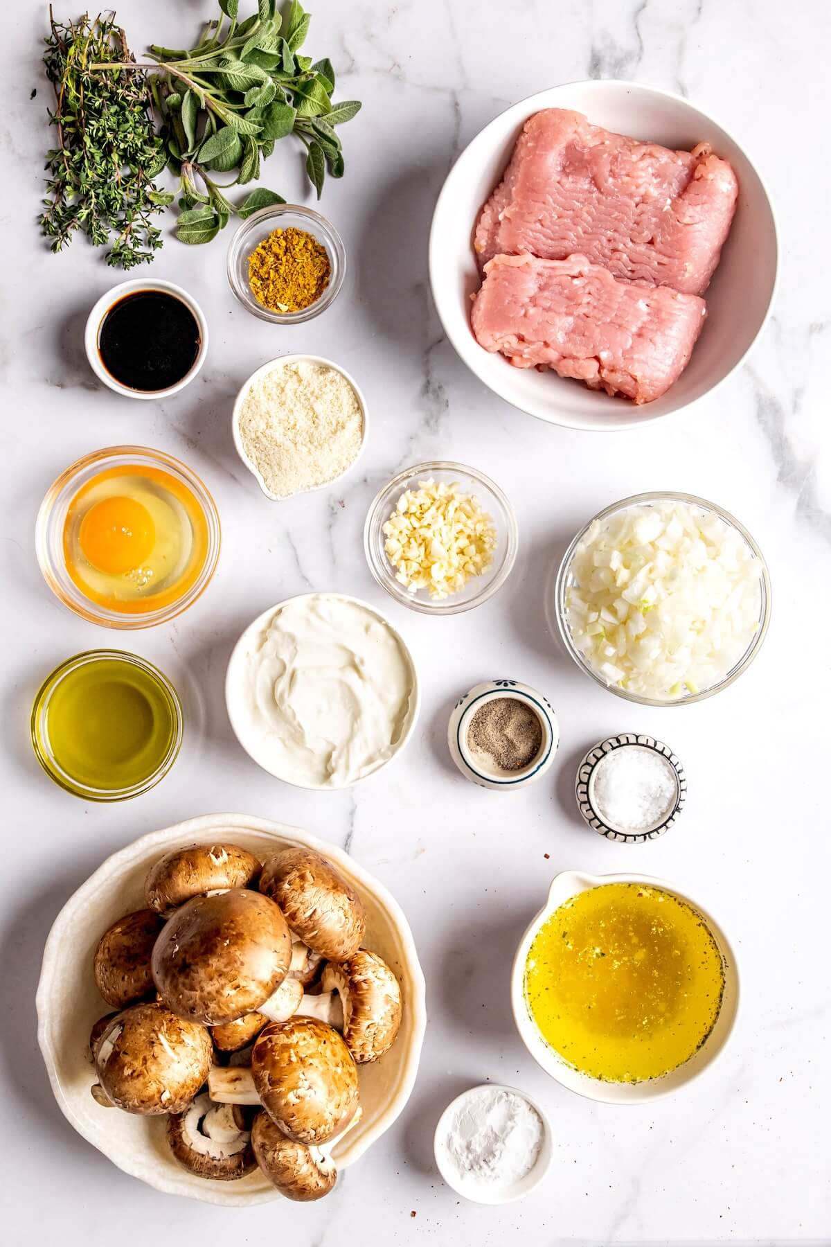 Ingredients for Turkey Meatballs in Creamy Mushroom Sage Sauce - Olivia Adriance