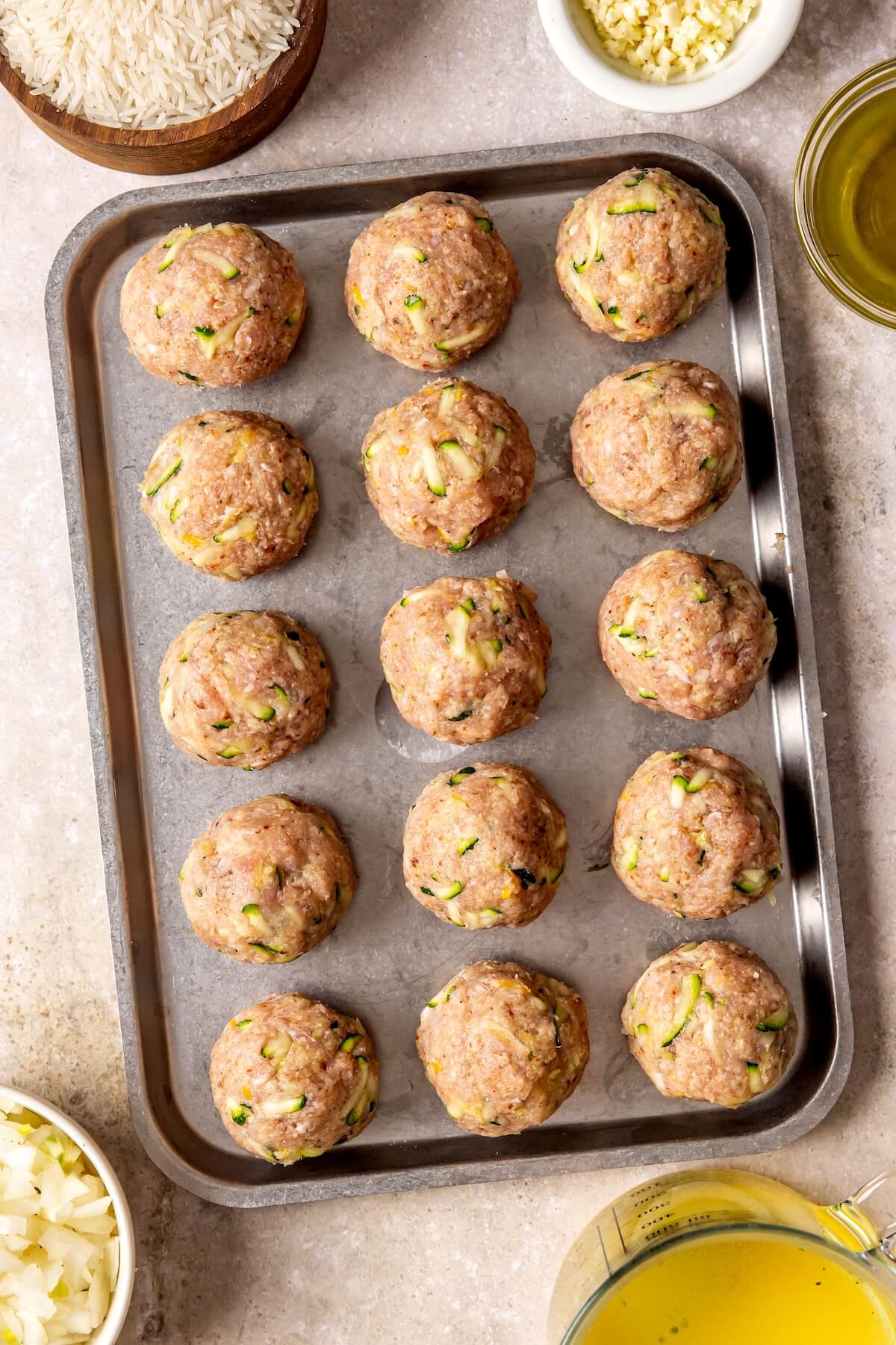 How to Make One Pot Lemon Chicken Zucchini Meatballs and Rice Step 2 - Olivia Adriance