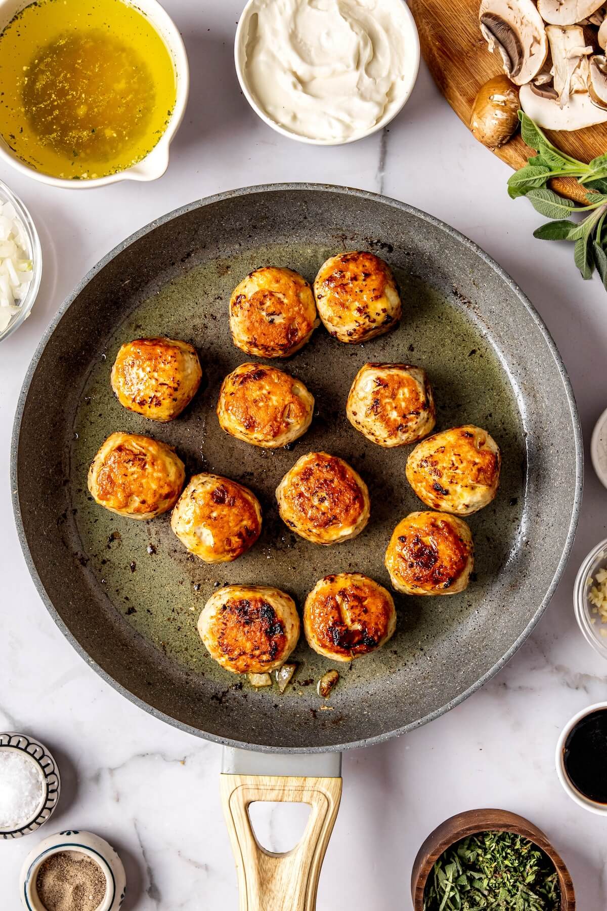 How to Make Turkey Meatballs in Creamy Mushroom Sage Sauce Step 3 - Olivia Adriance