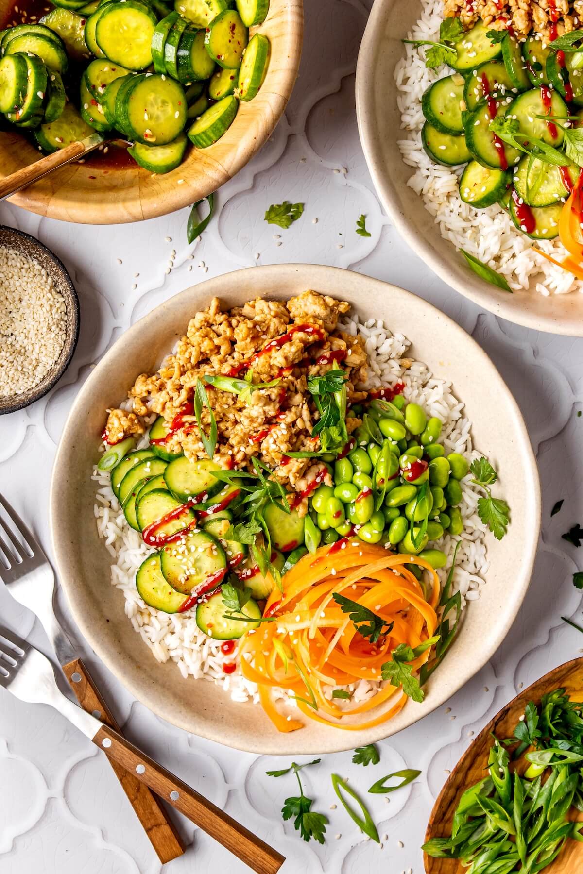 Ginger Honey Ground Chicken Bowls - Olivia Adriance