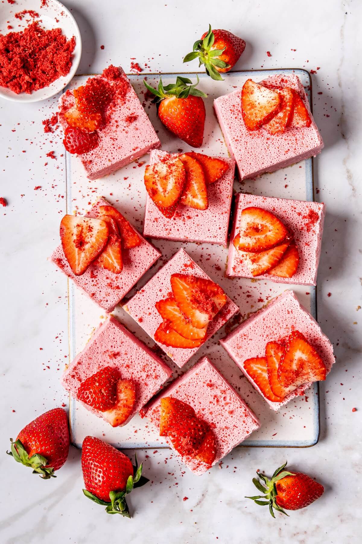 Dairy Free No Bake Strawberry Cheesecake Bars - Olivia Adriance