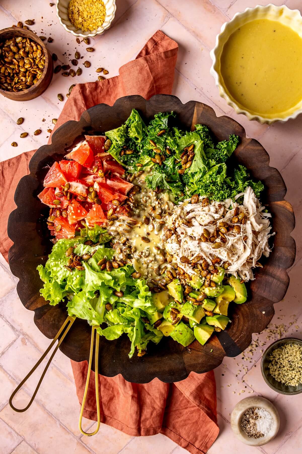 Grapefruit Avocado Salad with Pepitas and Lemon Tahini Dressing - Olivia Adriance