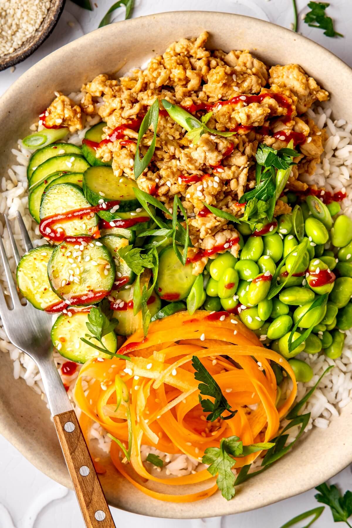 Ginger Honey Ground Chicken Bowls - Olivia Adriance