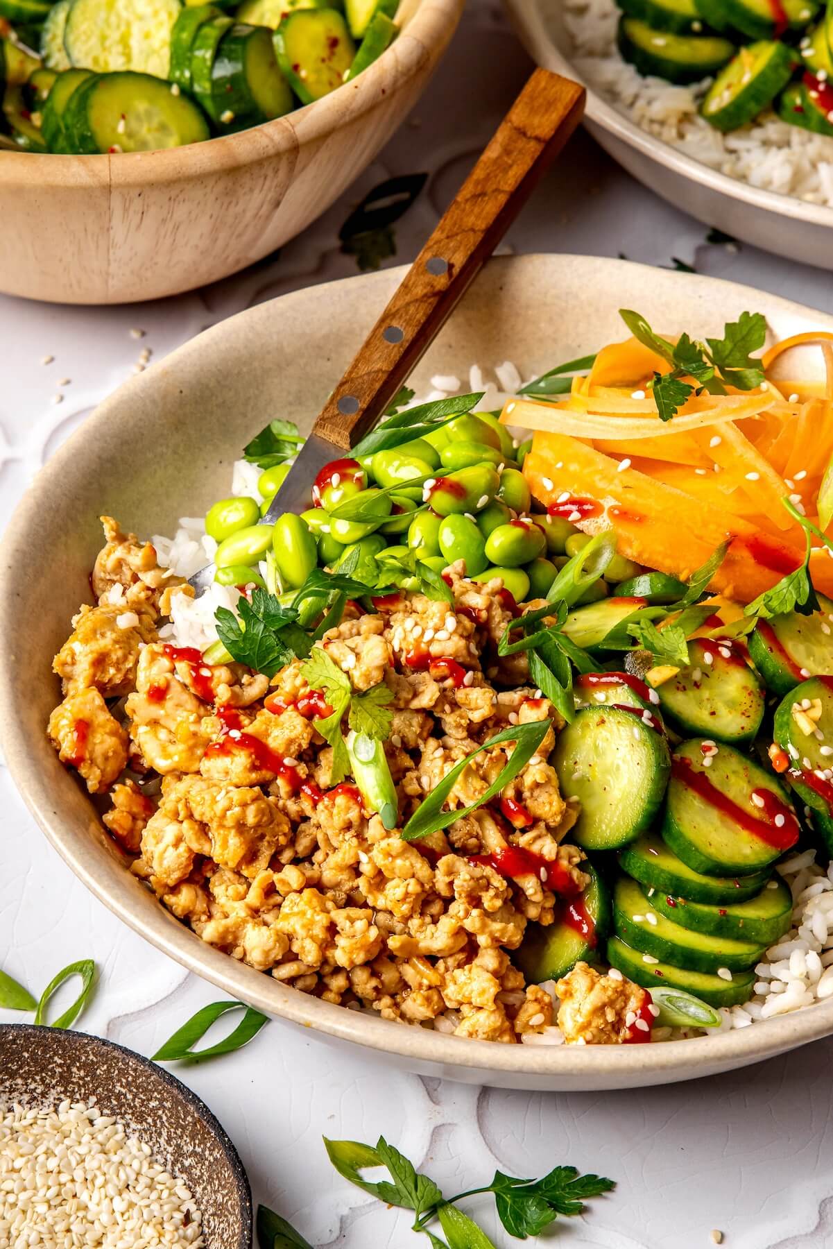 Ginger Honey Ground Chicken Bowls - Olivia Adriance