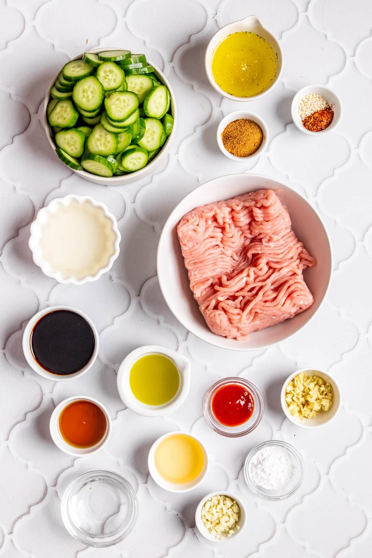Ingredients for Ginger Honey Ground Chicken Bowls - Olivia Adriance