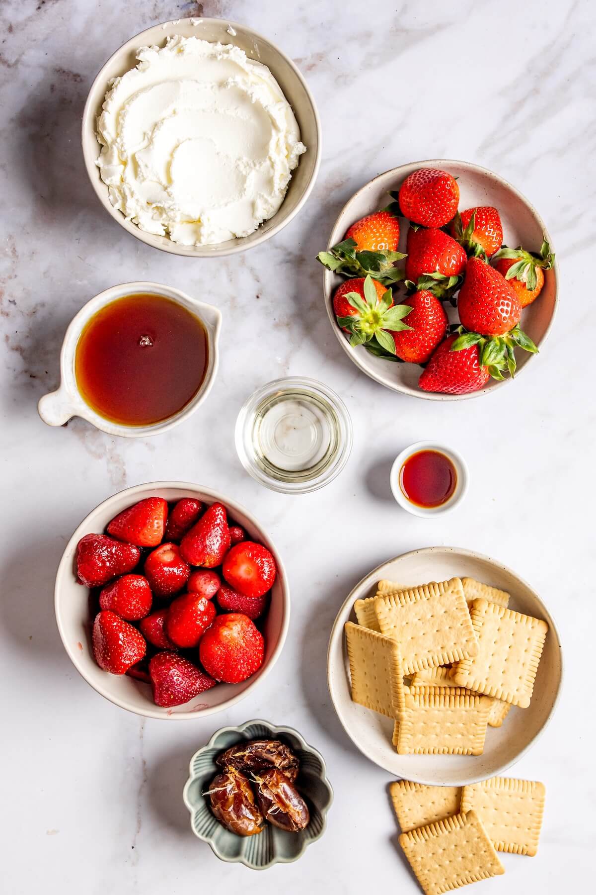 Ingredients for Dairy Free No Bake Strawberry Cheesecake Bars - Olivia Adriance