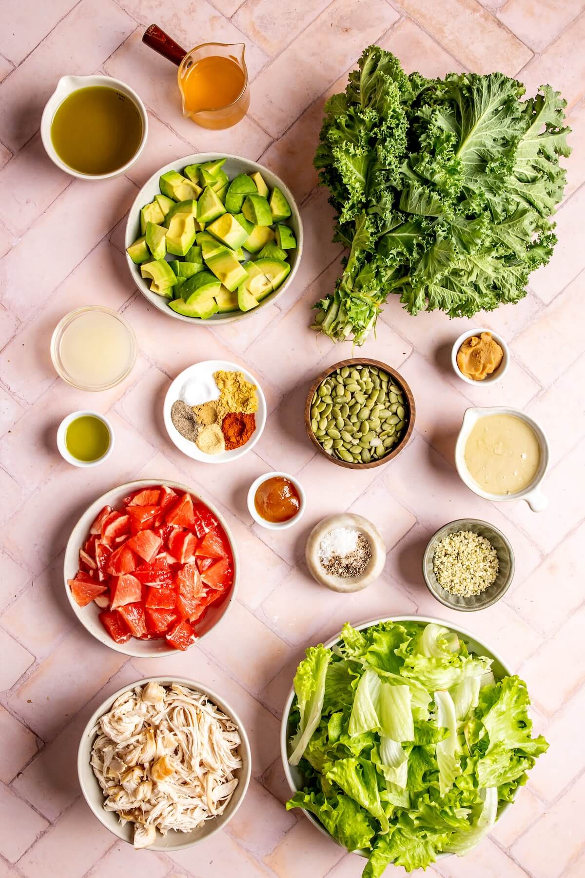 Ingredients for Grapefruit Avocado Salad with Pepitas and Lemon Tahini Dressing - Olivia Adriance