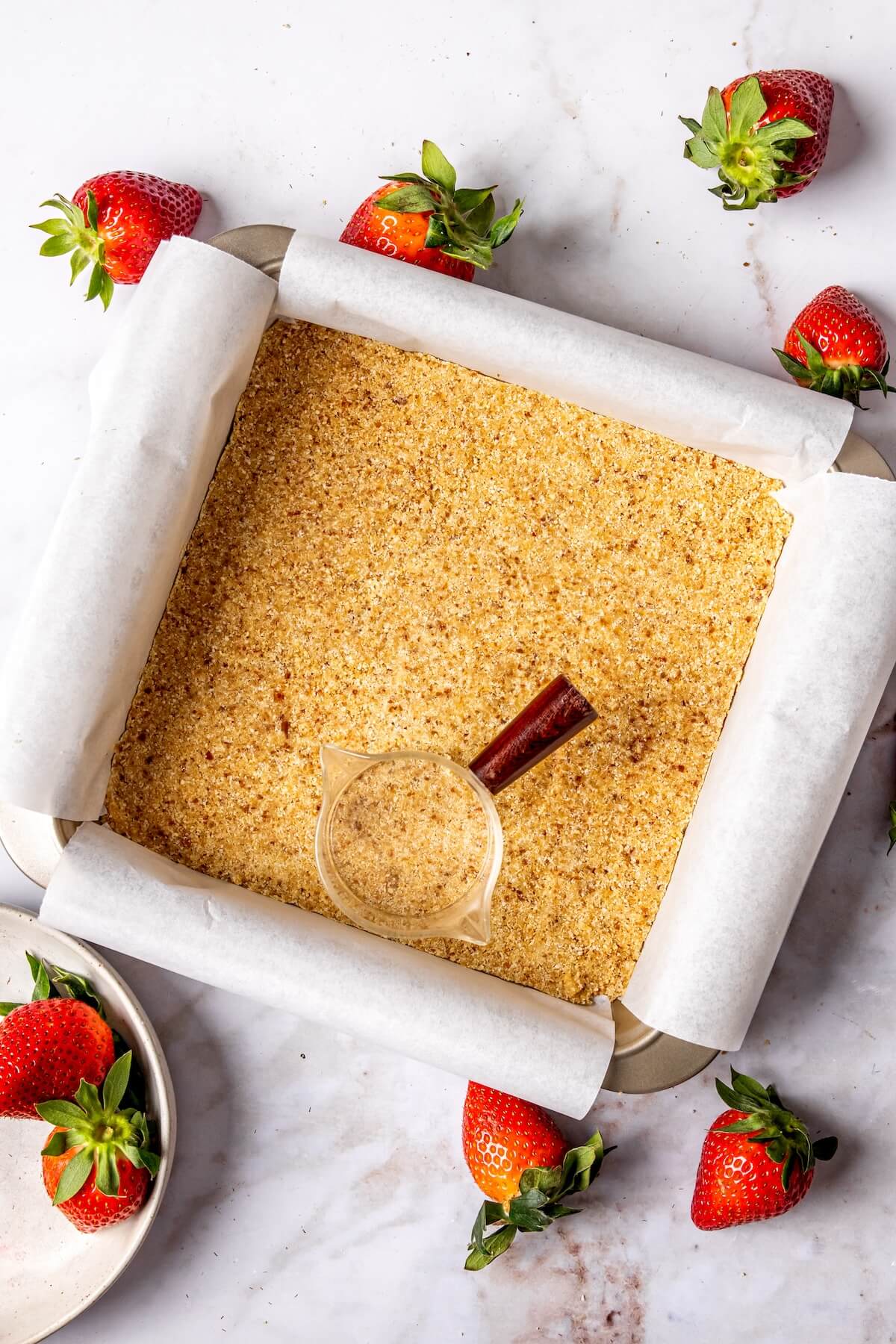 How to Make Dairy Free No Bake Strawberry Cheesecake Bars Step 4 - Olivia Adriance