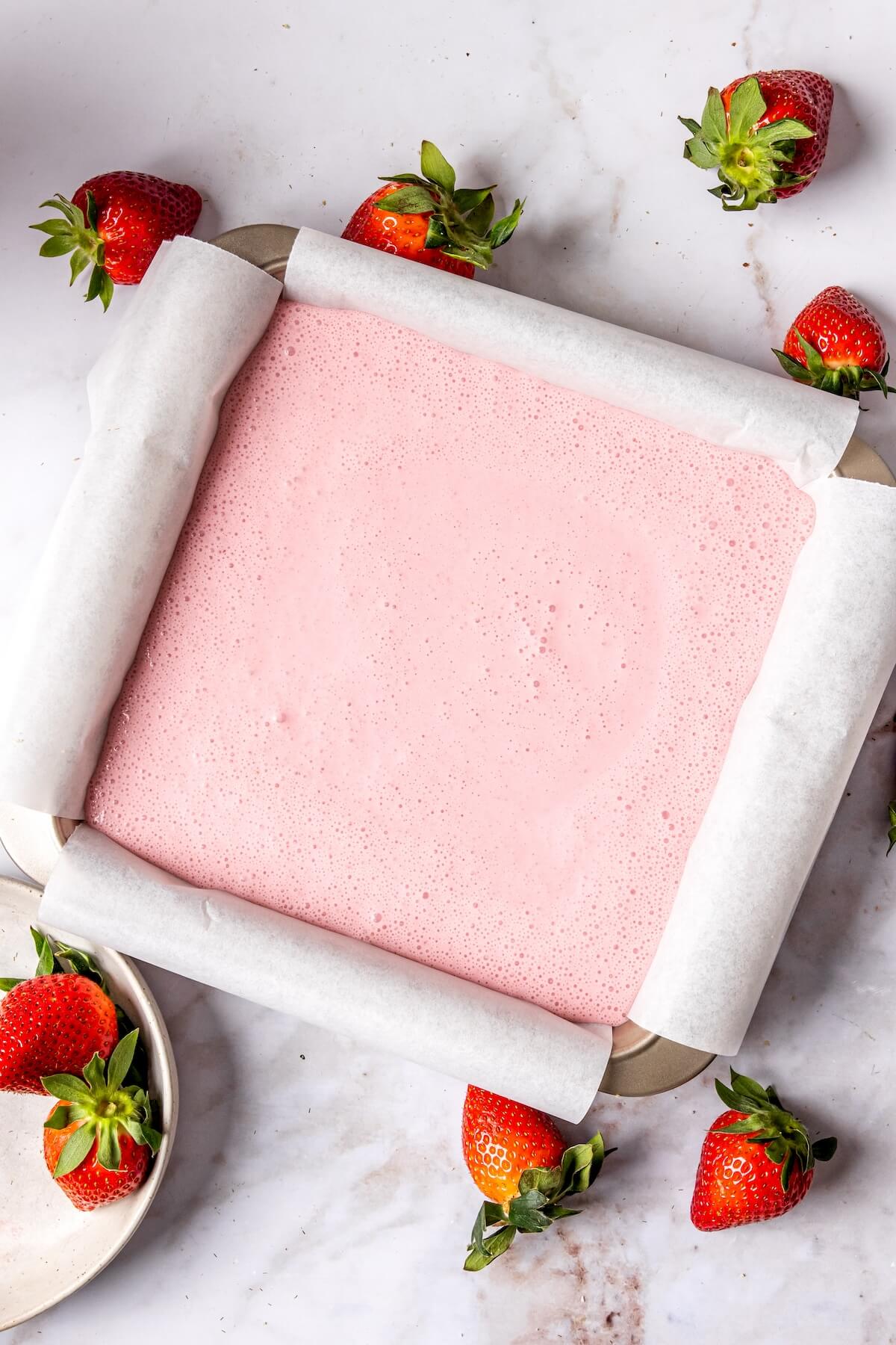 How to Make Dairy Free No Bake Strawberry Cheesecake Bars Step 5 - Olivia Adriance