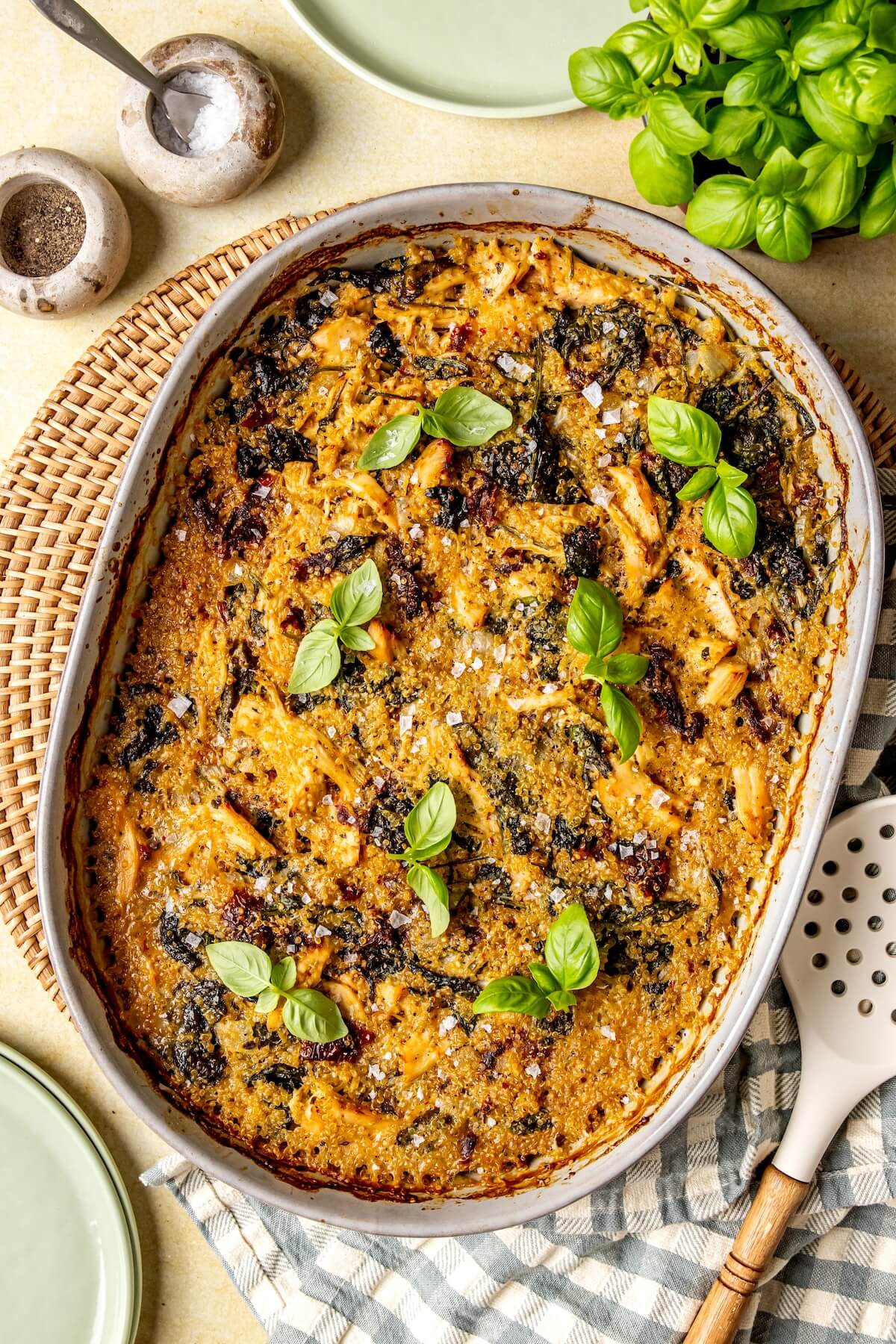 Tuscan Chicken Quinoa Bake - Olivia Adriance