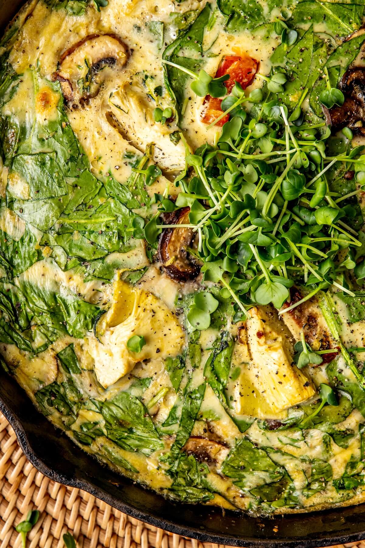Spinach Mushroom and Artichoke Frittata - Olivia Adriance