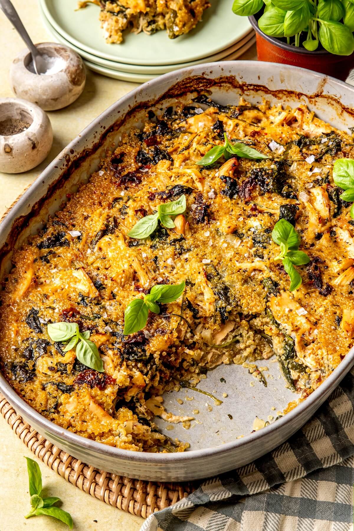 Tuscan Chicken Quinoa Bake - Olivia Adriance