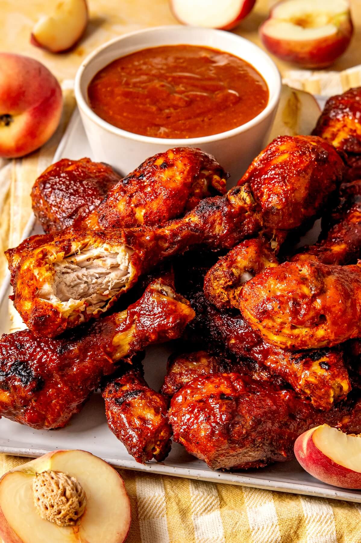 Peach BBQ Sauce Chicken Drumsticks - Olivia Adriance