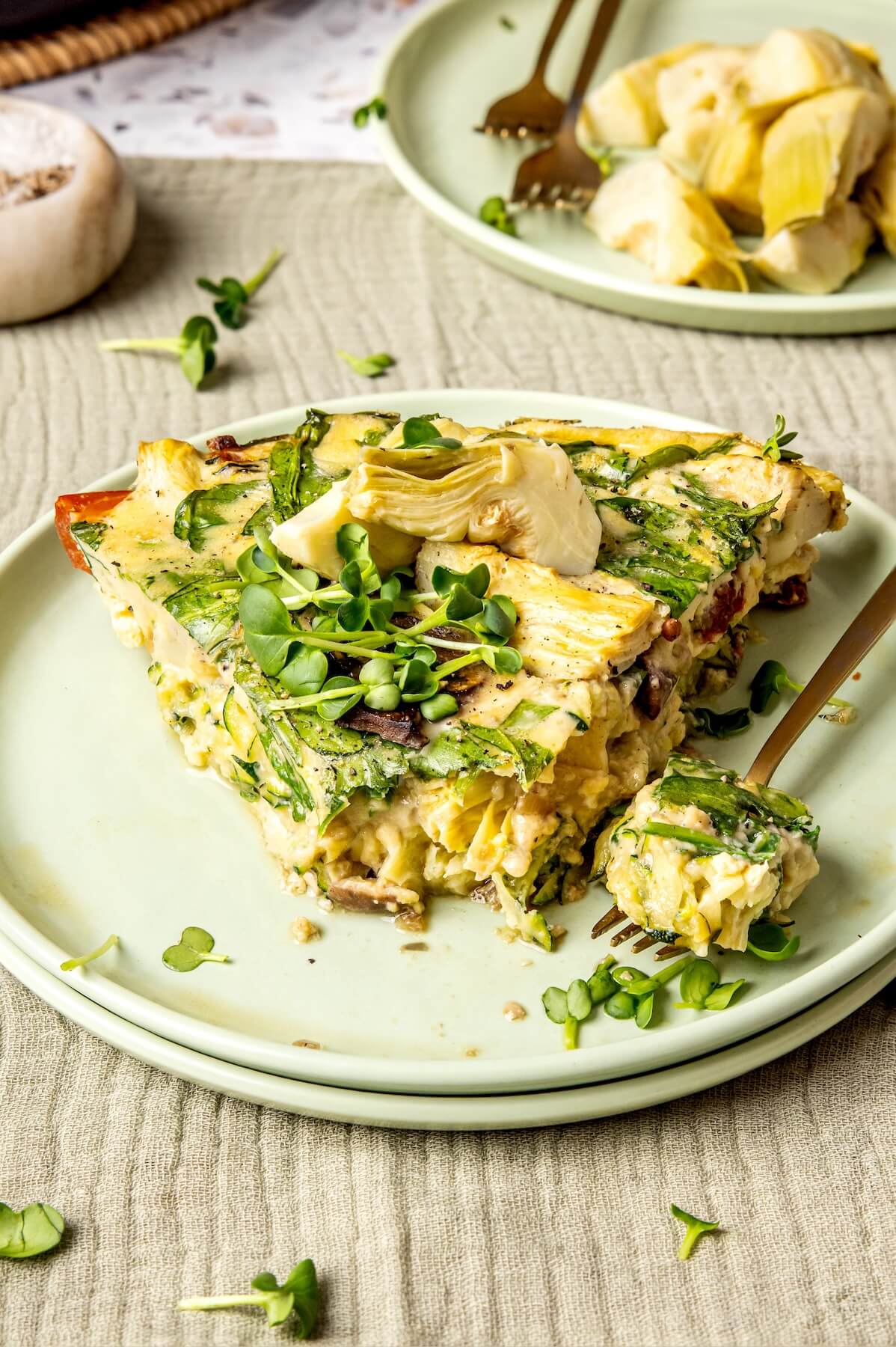 Spinach Mushroom and Artichoke Frittata - Olivia Adriance