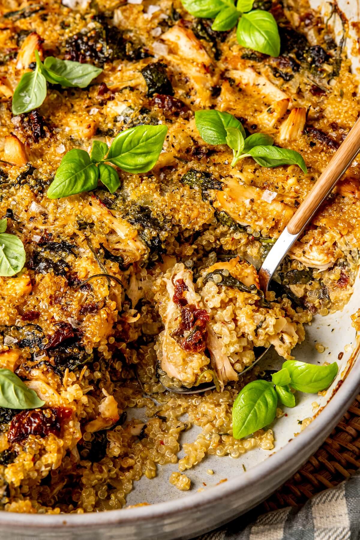 Tuscan Chicken Quinoa Bake - Olivia Adriance