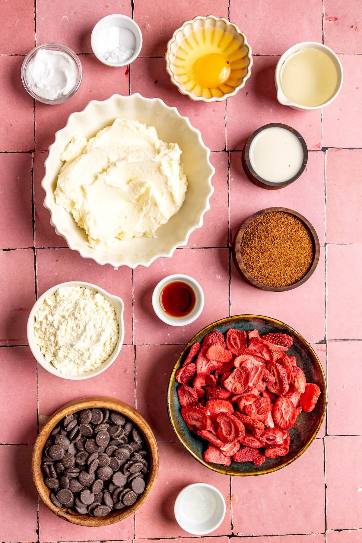Ingredients for Chocolate Cake with Strawberry Frosting and Chocolate Covered Strawberries - Olivia Adriance