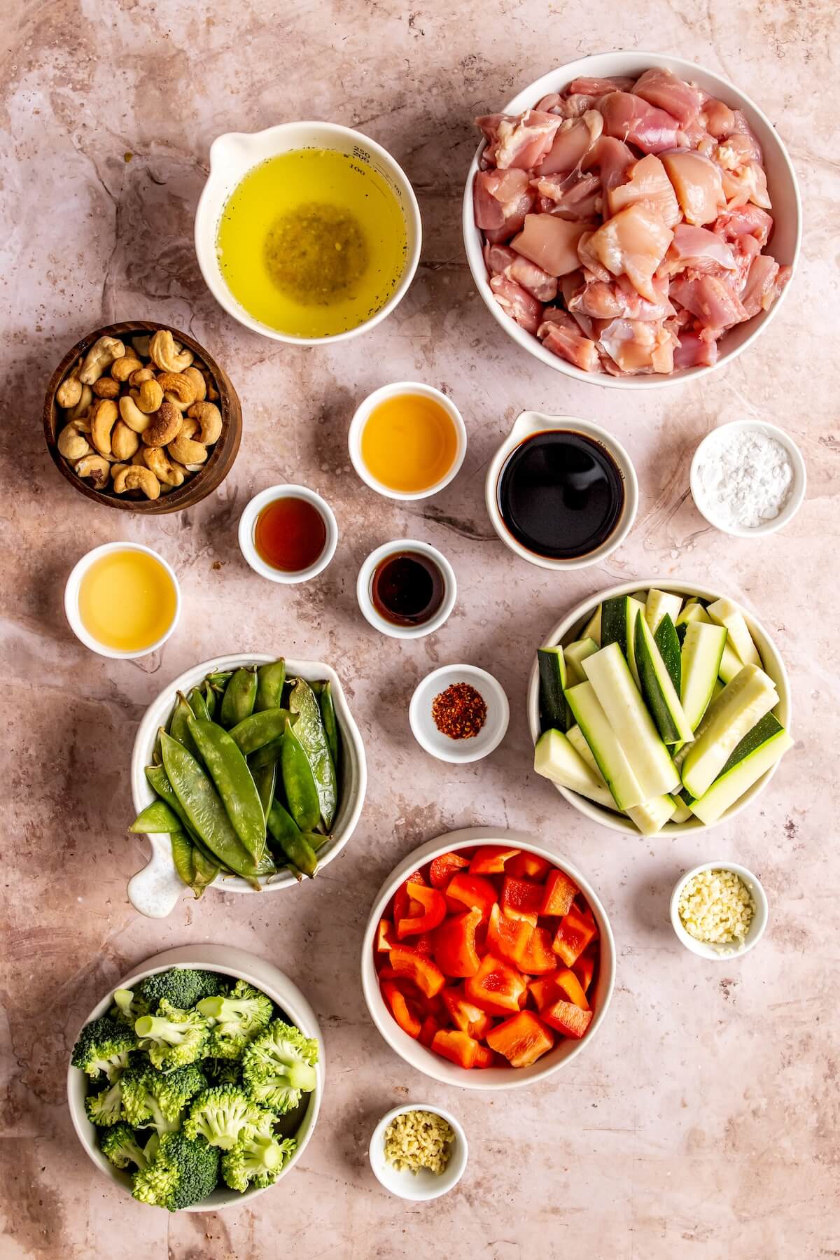 Sheet Pan Cashew Chicken Ingredients - Olivia Adriance