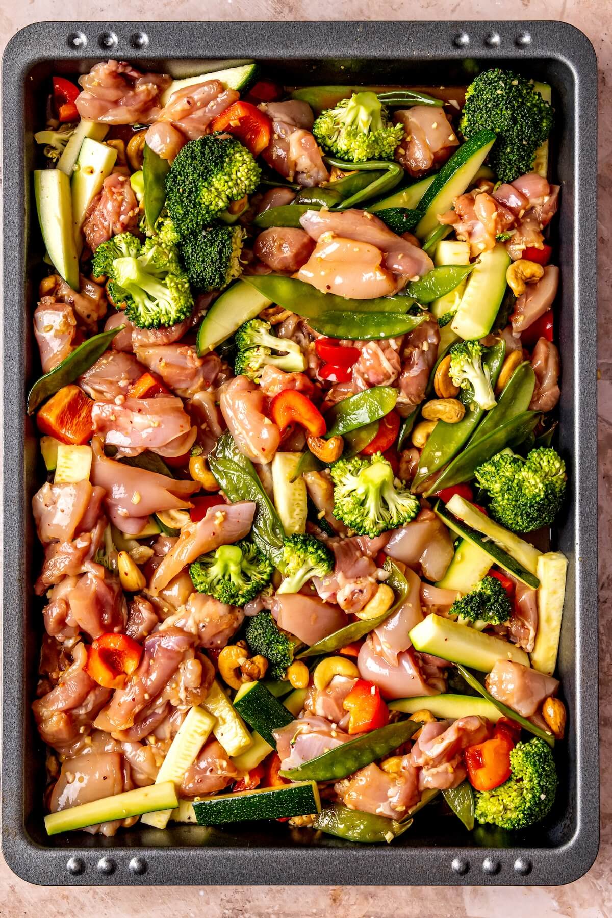 How to Make Sheet Pan Cashew Chicken Step 4 - Olivia Adriance