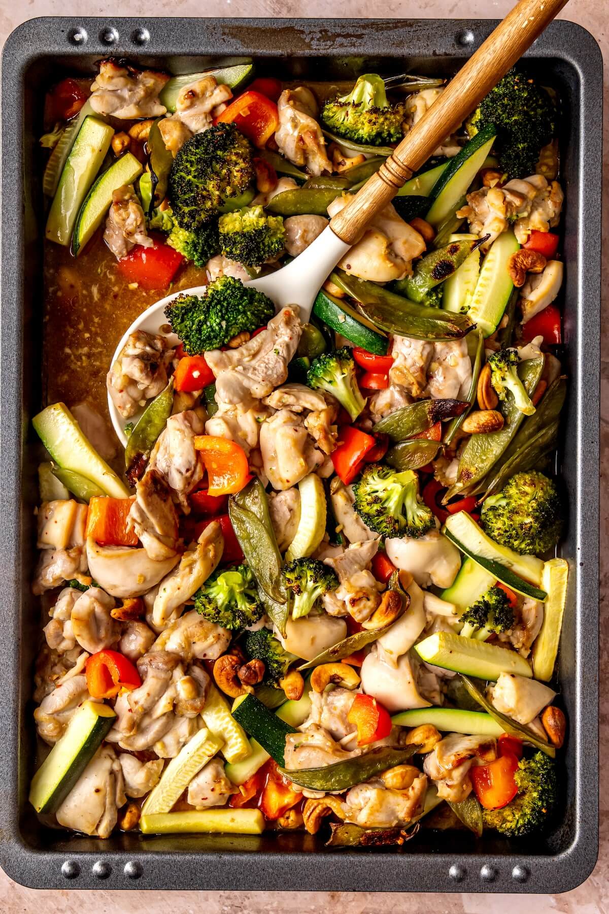 How to Make Sheet Pan Cashew Chicken Step 5 - Olivia Adriance