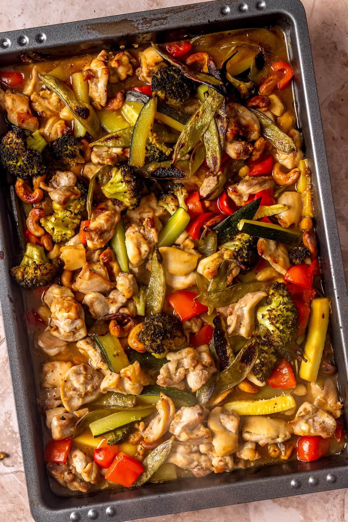 How to Make Sheet Pan Cashew Chicken Step 6 - Olivia Adriance