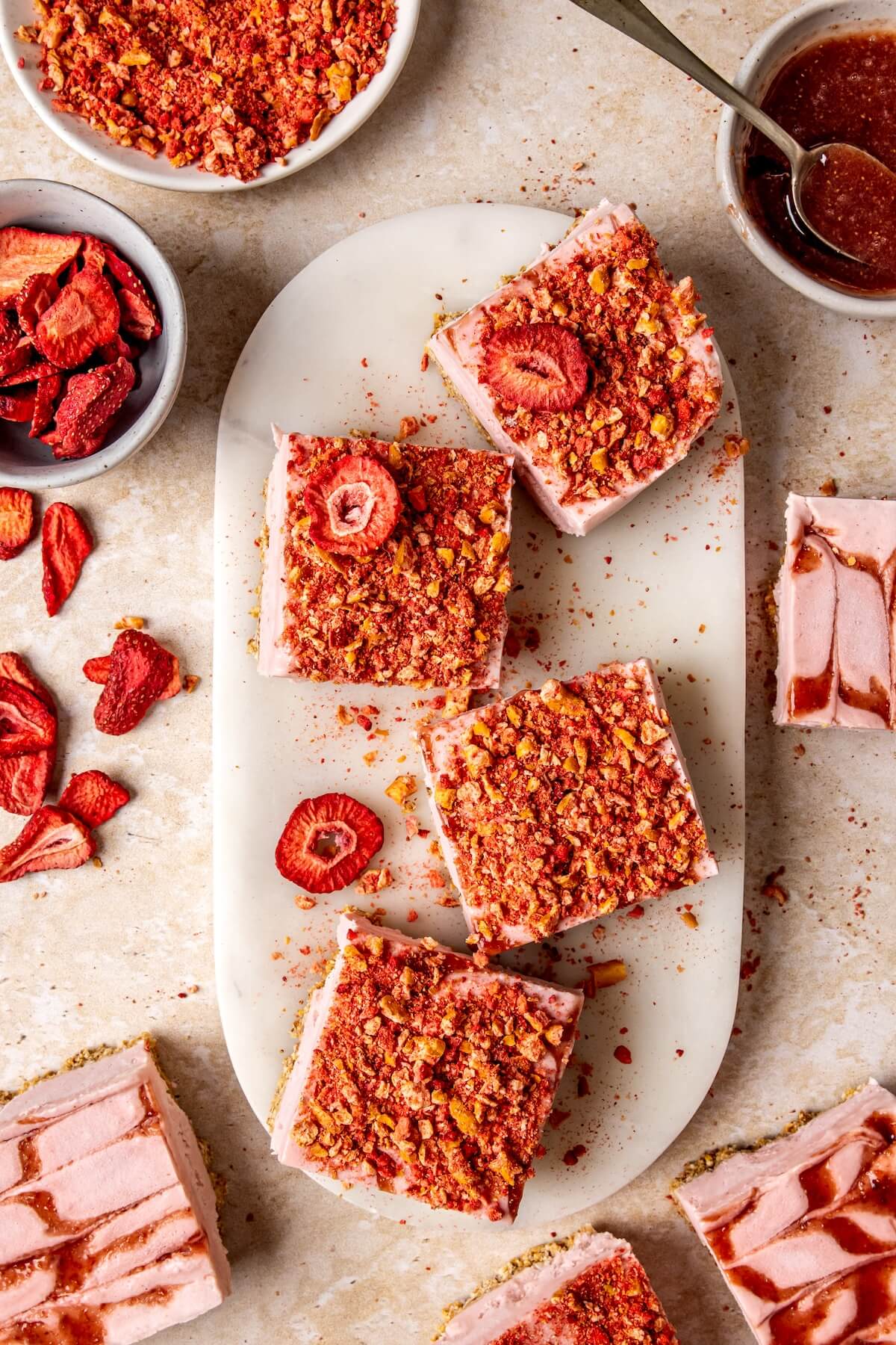 Strawberry Shortcake Cheesecake Ice Cream Bars - Olivia Adriance