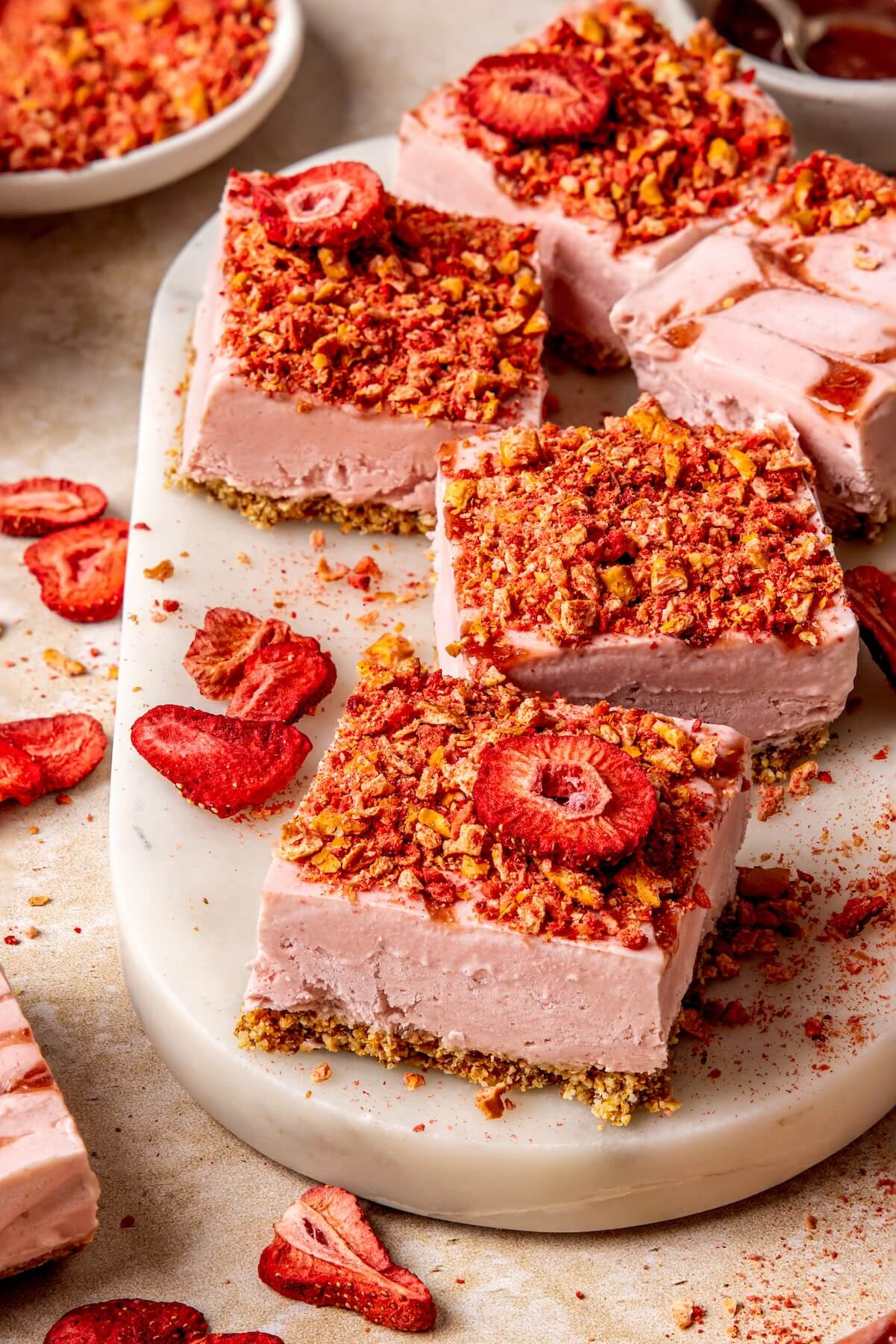 Strawberry Shortcake Cheesecake Ice Cream Bars - Olivia Adriance