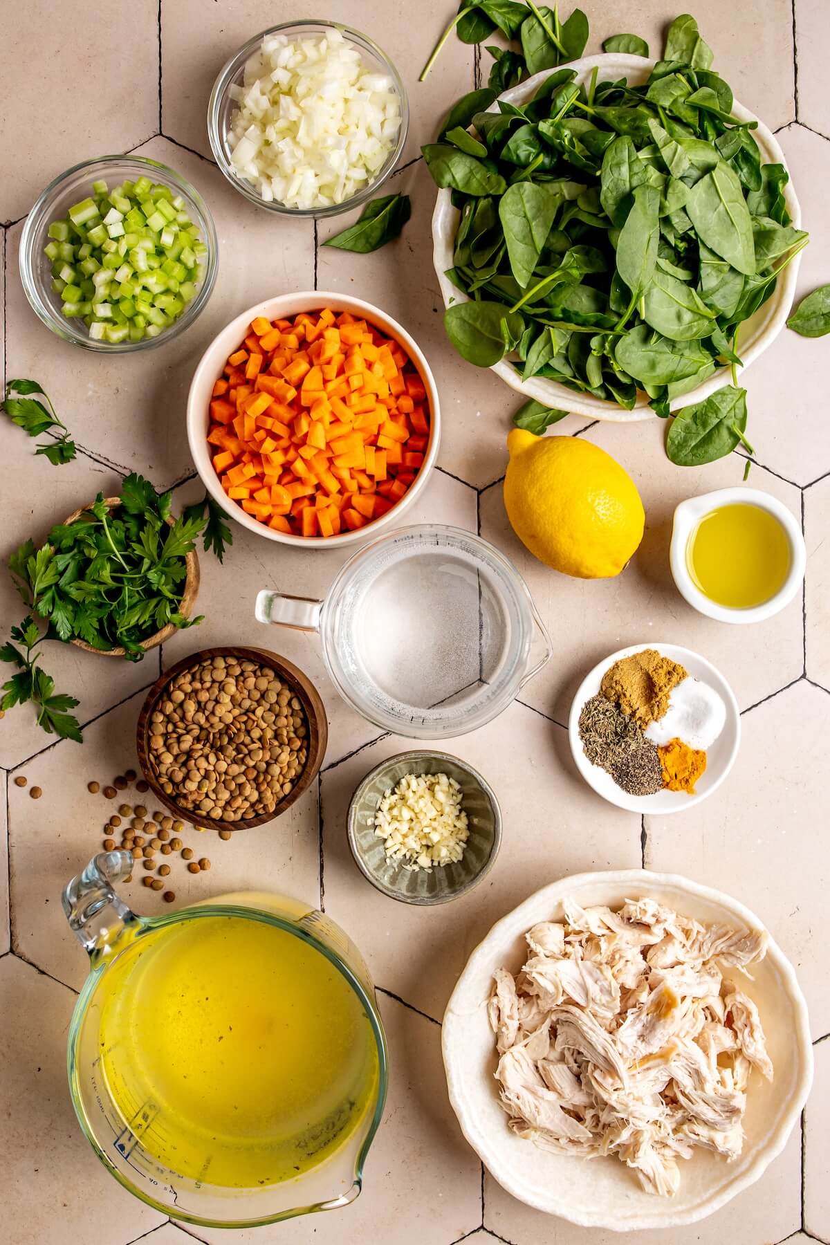 Ingredients for Chicken Lentil Stew - Olivia Adriance