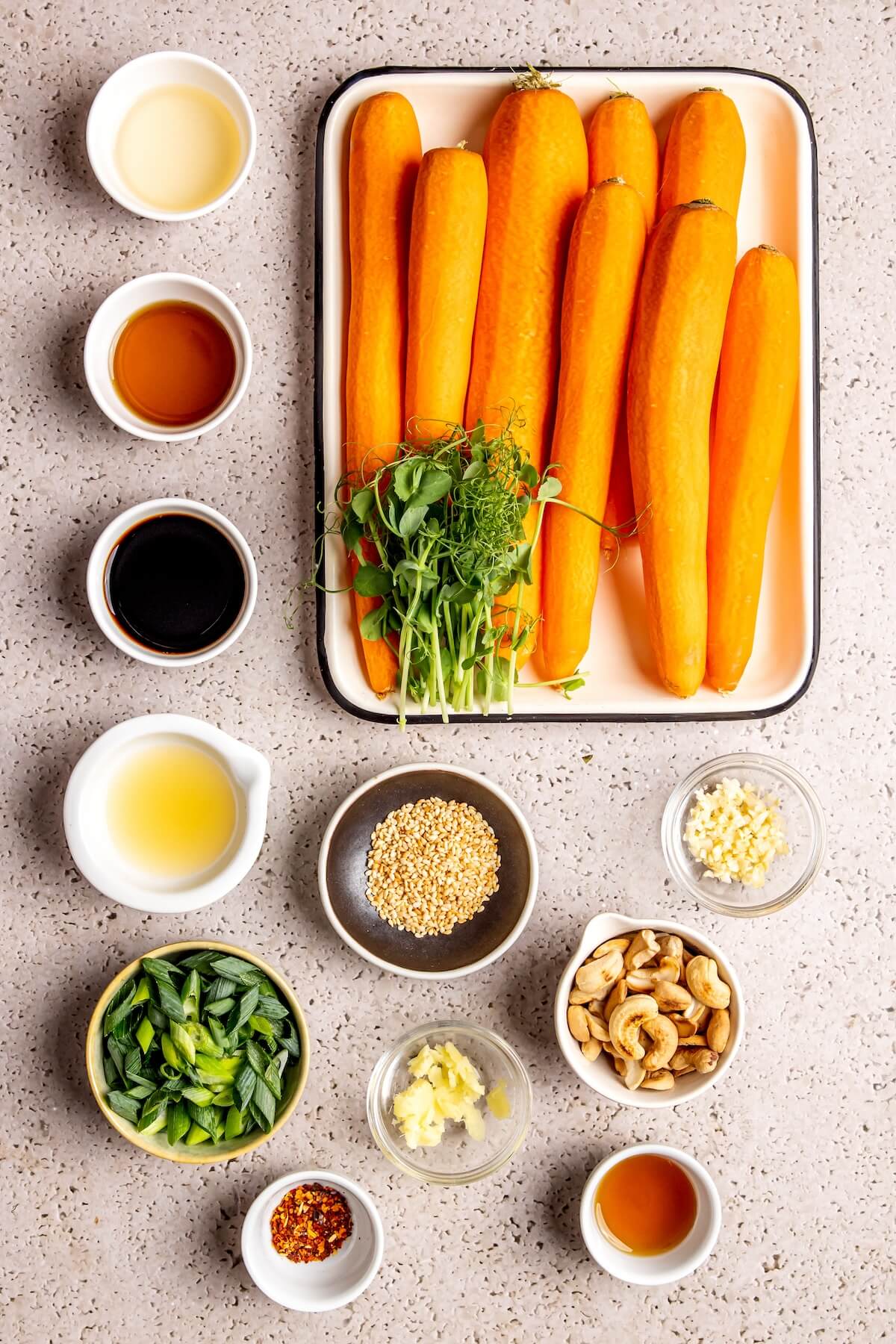 Ingredients for Raw Carrot Ribbon Salad - Olivia Adriance