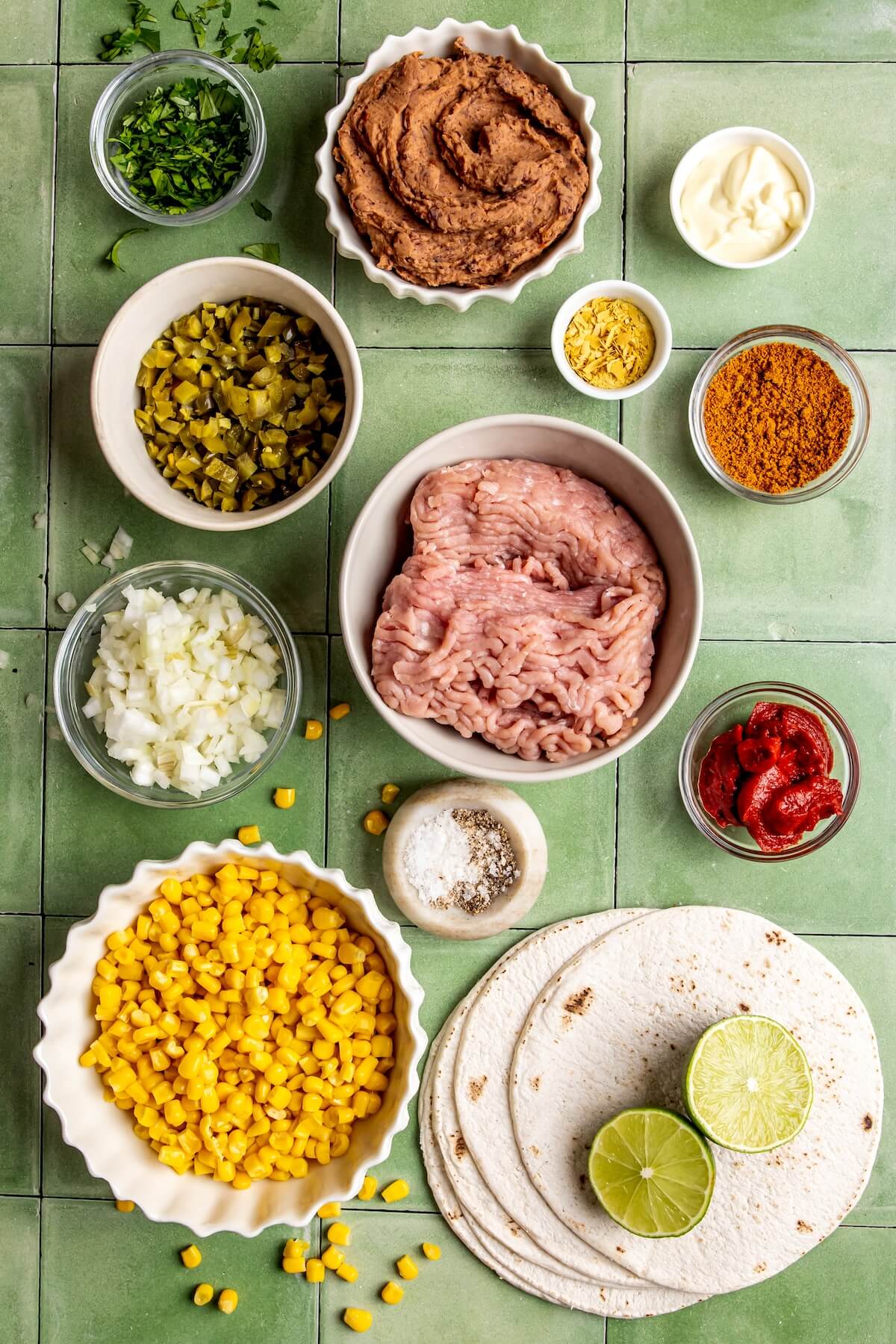 Ingredients for Street Corn Chicken Tacos - Olivia Adriance