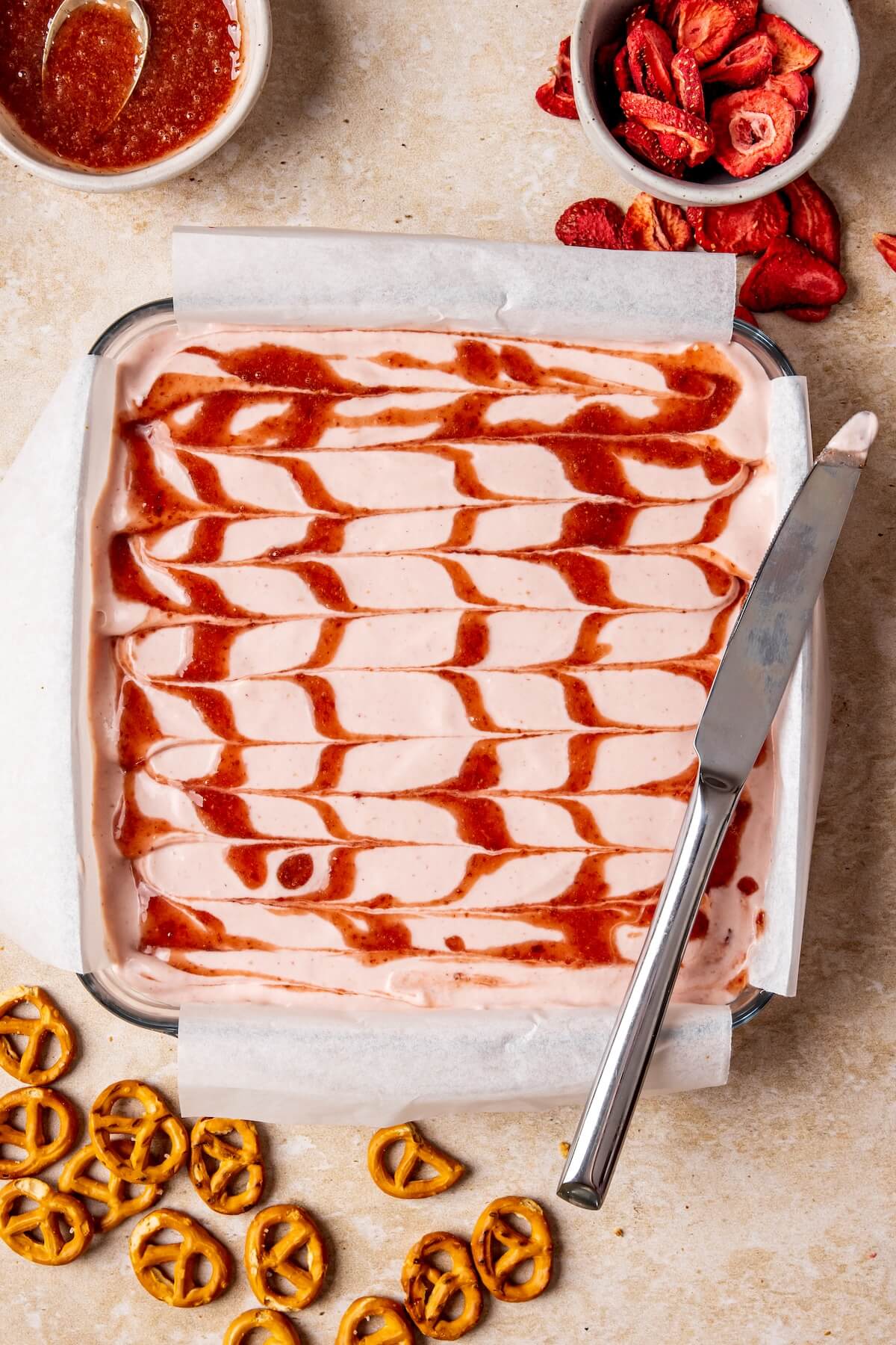 How to Make Strawberry Shortcake Cheesecake Ice Cream Bars Step 5 - Olivia Adriance