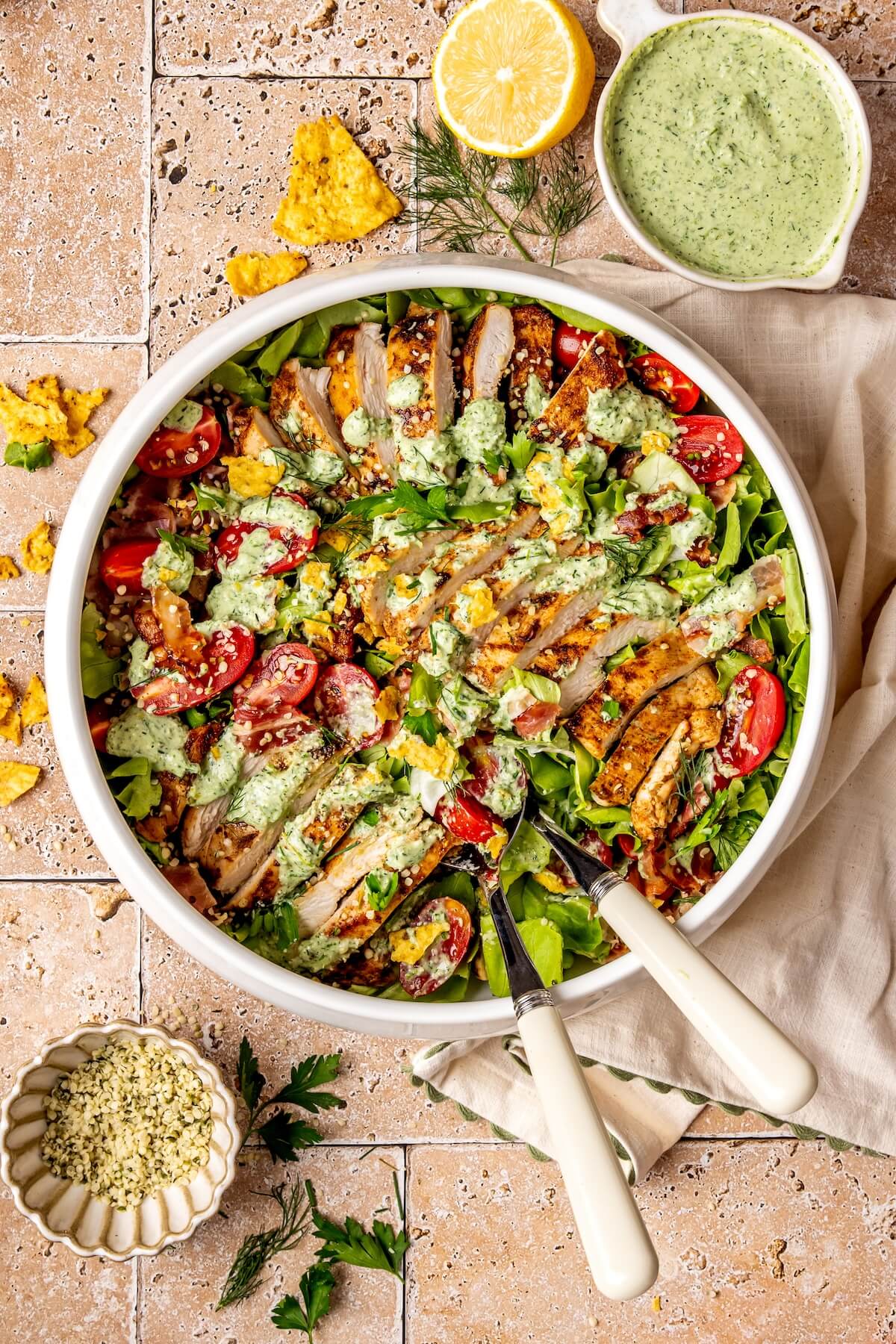Chicken Bacon Green Goddess Ranch Salad - Olivia Adriance