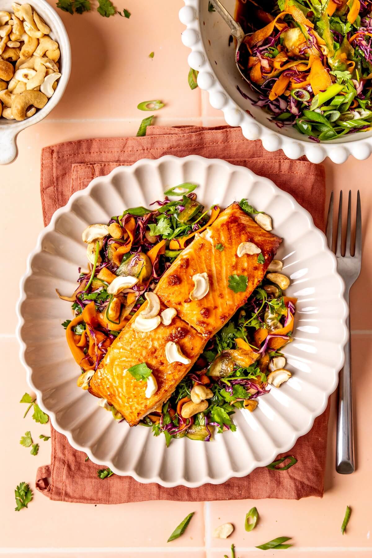 Ginger and Honey Glazed Salmon and Slaw - Olivia Adriance